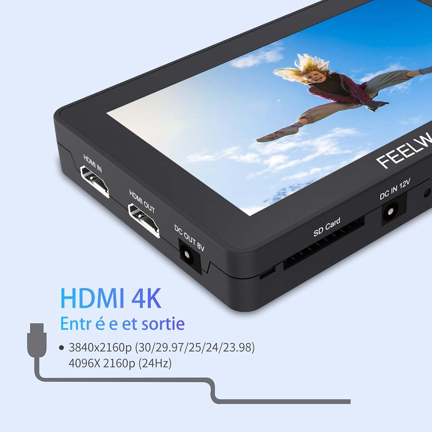 Moniteur feelword F6 est un moniteur de terrain léger et abordable pour caméras, doté d'un écran tactile IPS 5.5" Full HD (1920x1080