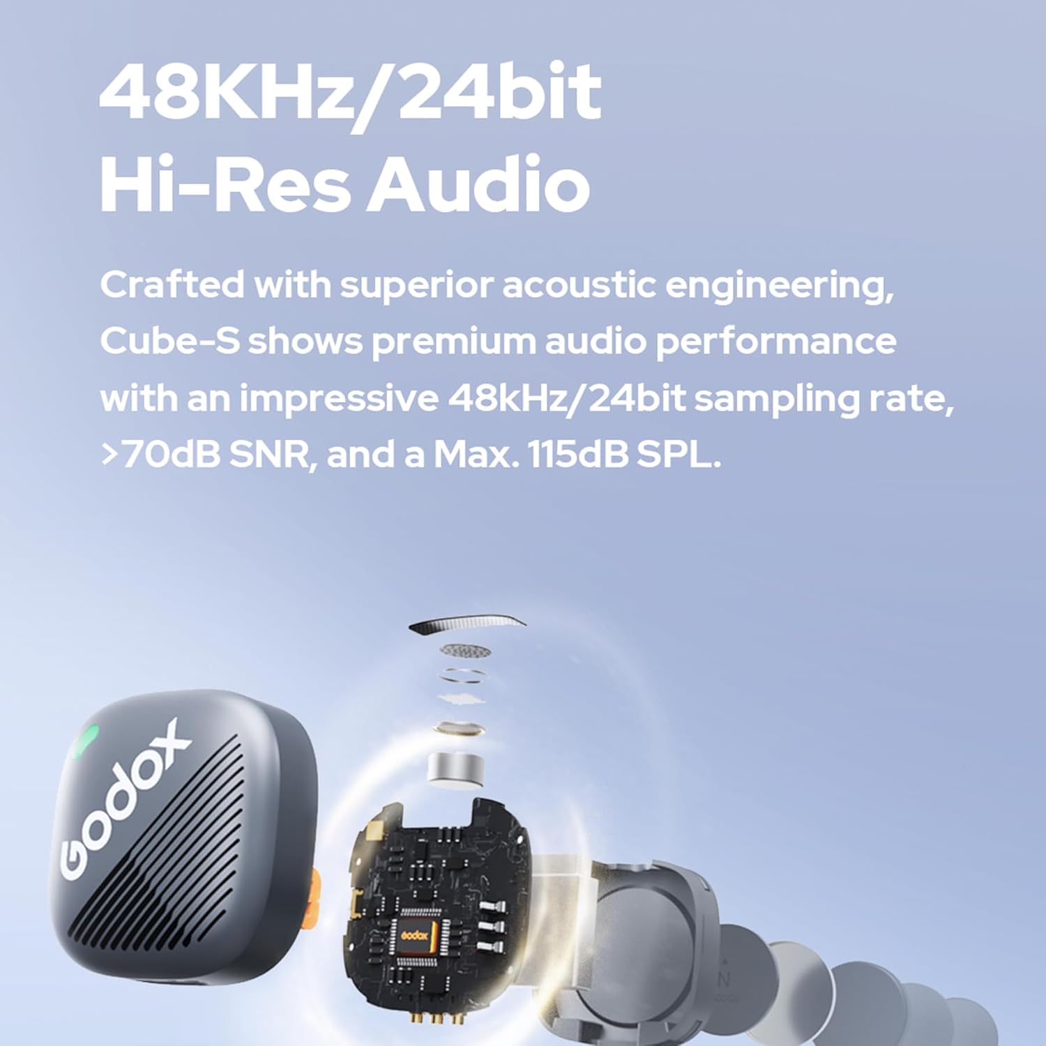 Godox Cube-SL kit2 Microphone cravate sans fil 2,4 G pour iPhone 14/13/12, mini microphone à revers Lightning sans fil, audio Hi-Fi, portée de 300 m, suppression du bruit, batterie 30H pour