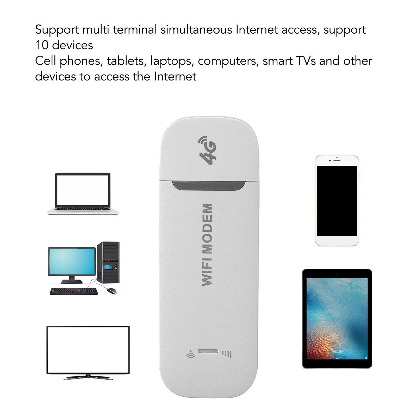 Routeur WiFi Portable USB 4G LTE, Modem USB de Poche Plug and Play Multi-Usage avec Carte SIM